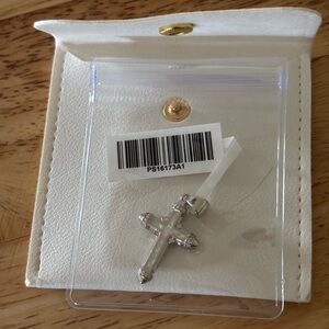 Silver Cross Pendant with Opal Inlay